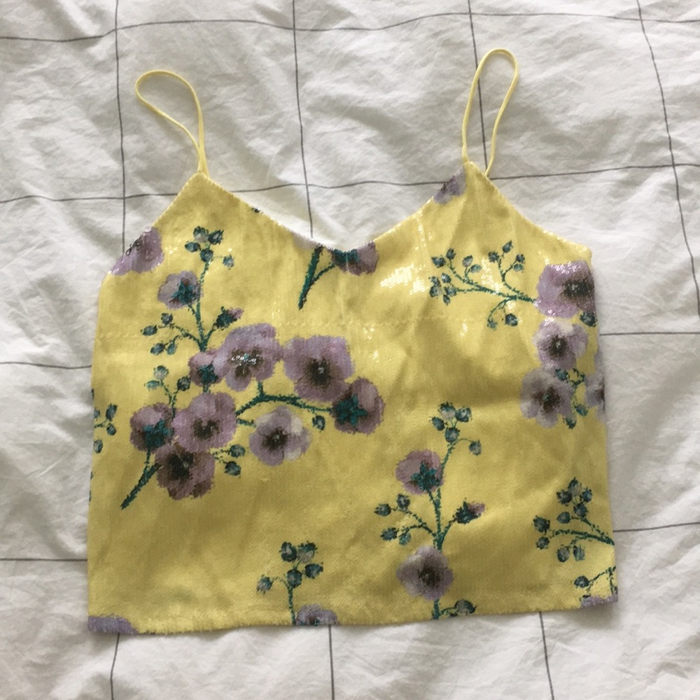 MANGO Suit Cropped Sequined Tank